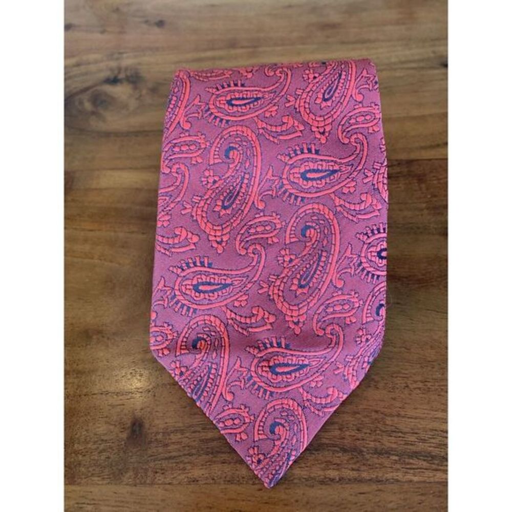 Fashion Craft Vintage Retro Bright Hot Pink Paisley Woven‎ Tie